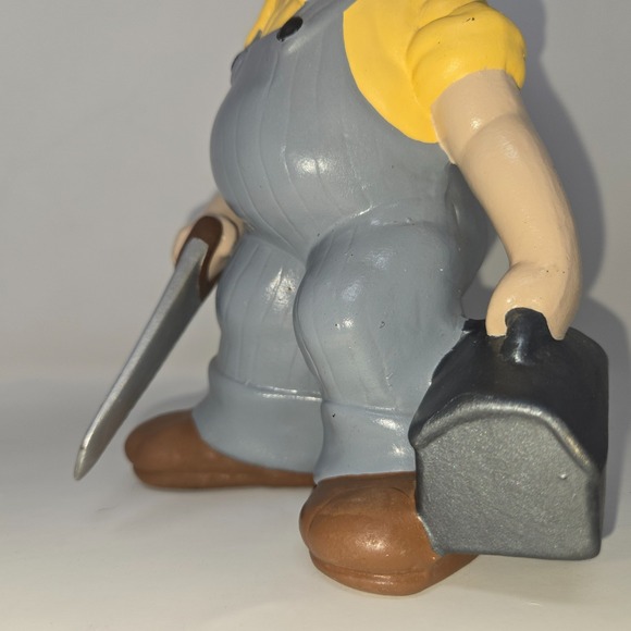 Vintage Atlantic Mold Smiley Boy Carpenter Handyman Plumber Vintage Blue Yellow - Picture 7 of 16